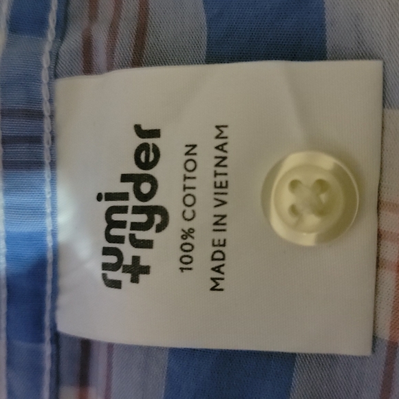 Stitch Fix EUC Rumi+Ryder sz large (12-14) plaid with white, blue & salmon. - Picture 3 of 4